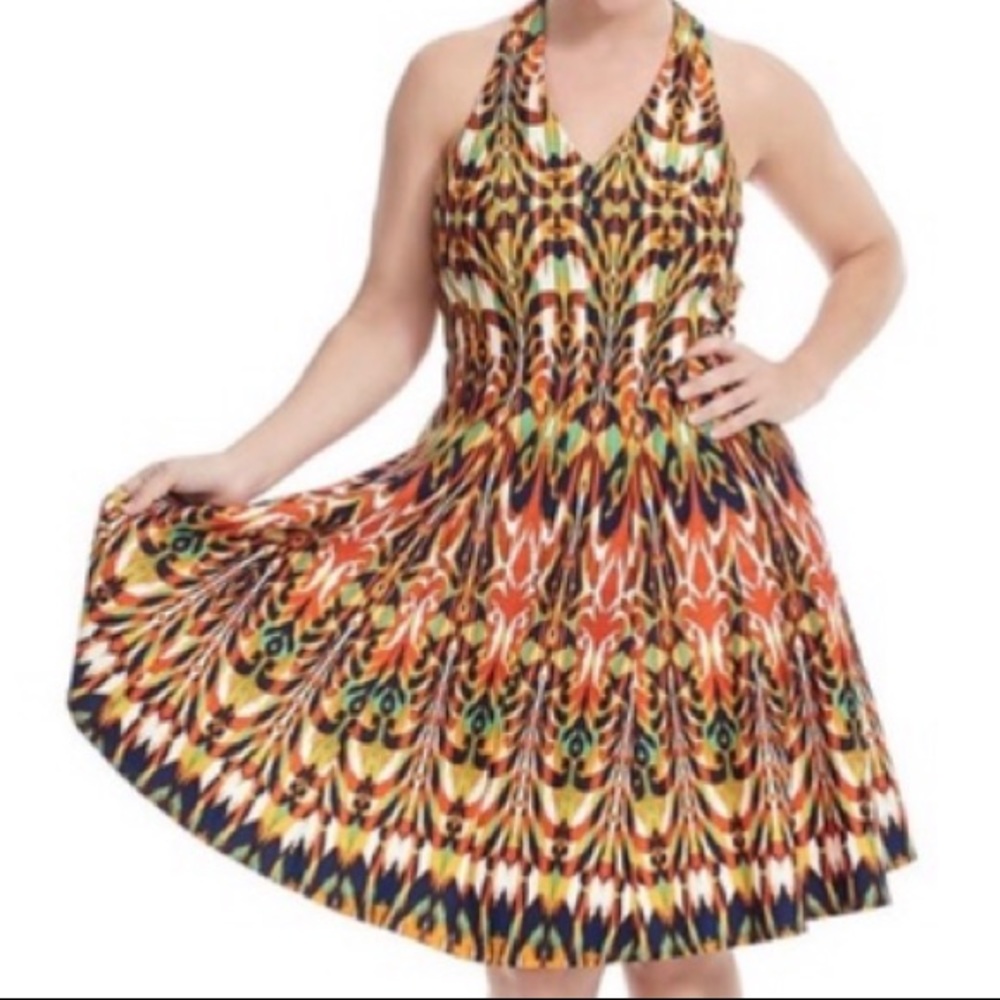 Gabby Skye Halter Dress- psychedelic print
